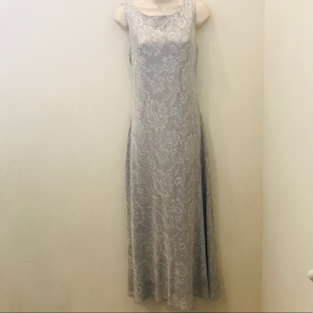 Vintage Harlow Nites silver long dress size 10